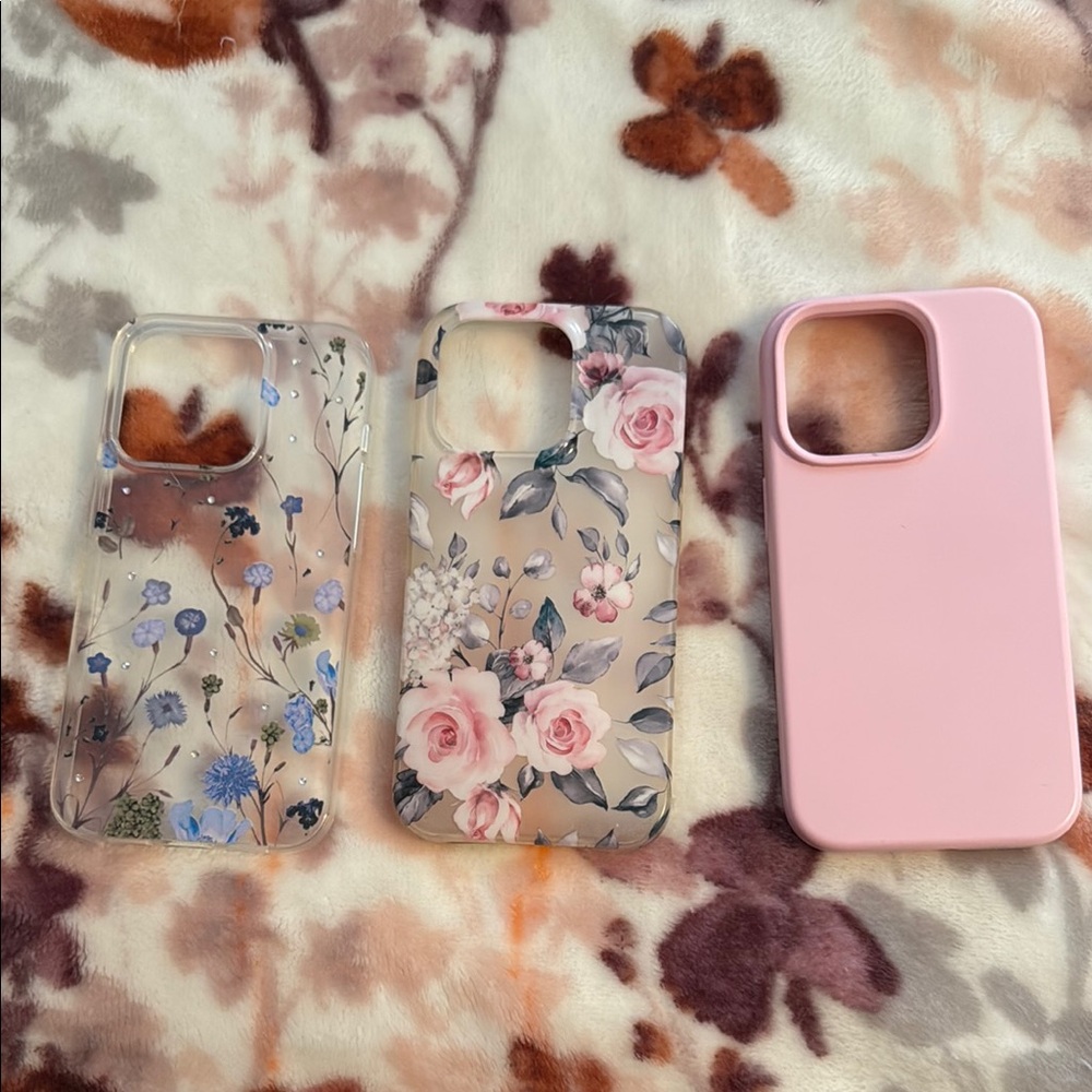 Pink Floral I Phone 14pro Cases Set